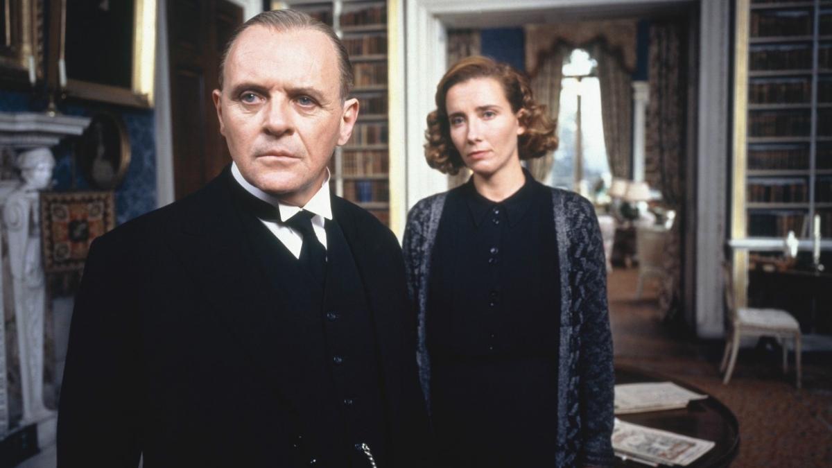 Anthony Hopkins portraying a butler in the film The Remains of the Day